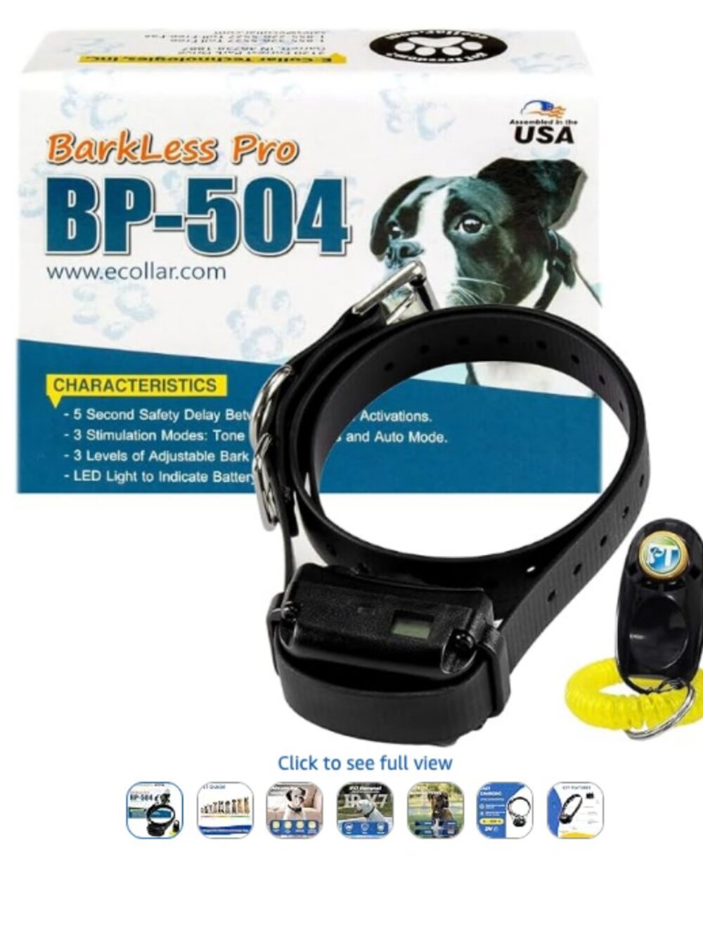 Educator BarkLess Pro BP-504 Waterproof No-Bark Dog Collar + Clicker